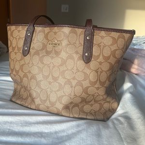 Brown Coach purse with matching wallet